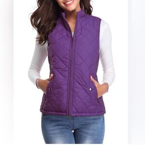 GAP Purple Quilted Sherpa Lined Puffer Vest Kids XXL Fits Women XS Spring Fall